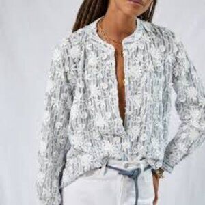 Anthropologie Pilcro Whitney Trapeze Embroidered Appliqué Blouse Top Medium